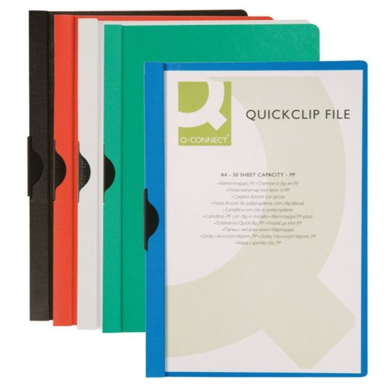 Mapa din Plastic Q-CONNECT cu Clips Metalic, 220x310mm, Coperta Frontala Transparenta si Coperta Spate Albastra, Mape din Plastic cu Clips Metalic, Mapa pentru Documente, Mapa pentru Organizat, Mapa pentru Depozitat