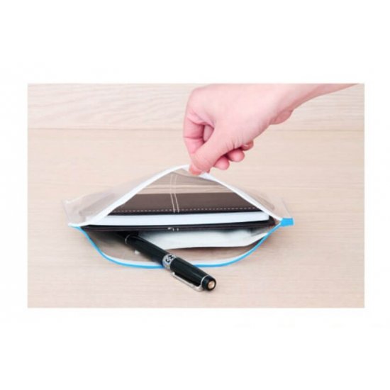 Mapa de Protectie A4 cu Burduf  Deli, Tip Zip, Material PVC de 180 Microni, Albastru, Mapa Protectie Documete cu Fermoar, Mapa Protectie Hartii, Mapa Deli Protectie cu Fermoar, Mapa Protectie Albastra cu Burduf