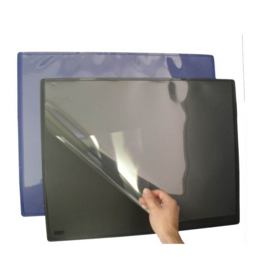 Mapa pentru Birou Q-CONNECT cu Folie Transparenta, 630x500 mm, Buretata si Colturi Rotunjite, Culoare Neagra, Mape Protectie Birou, Accesorii pentru Birou, Mapa de Protectie pentru Masa de Birou