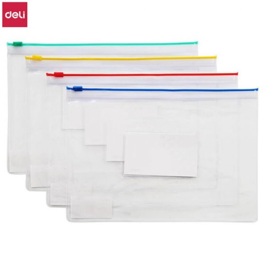 Mapa de Protectie A4 Tip Zip Deli, Buzunar pentru Carti de Vizita, Material PVC de 180 Microni, Rosu, Mapa Protectie Documete cu Fermoar, Mapa Protectie Hartii, Mapa Deli Protectie cu Fermoar, Mapa Protectie Rosie