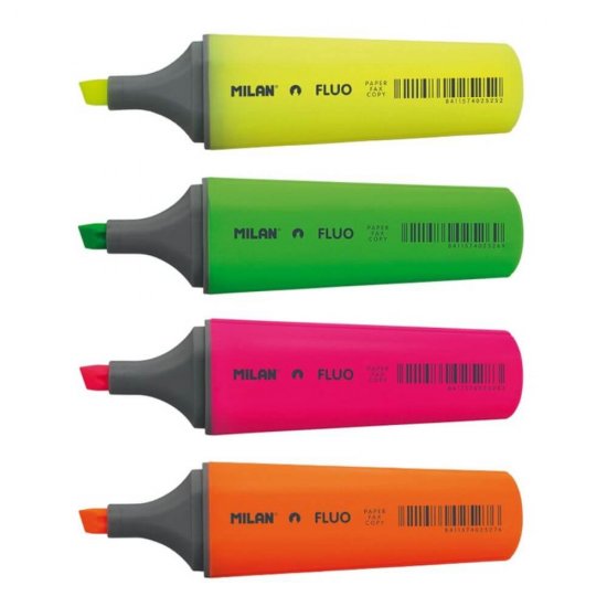 Set 4 Markere Evidentiatoare MILAN, Varf de 2-5 mm, Marker Evidentiator, Markere, Markere Colorate, Markere Multicolore, Marker cu Vopsea, Marker pentru Scoala, Markere Scoala, Textmarker, Marker Highlighter