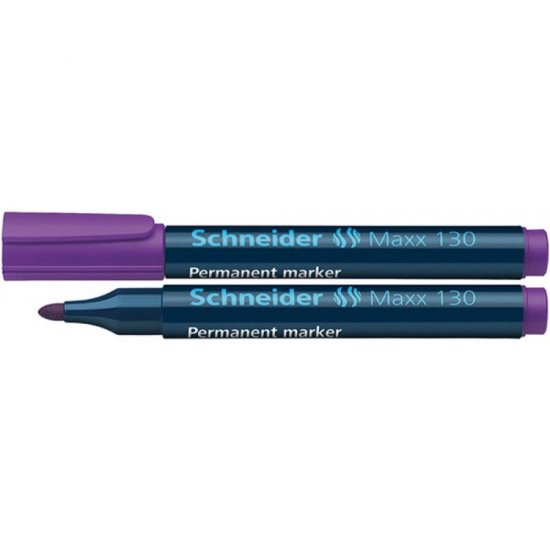 Set 10 Markere Permanente Schneider Maxx 130, Varf Rotund, Scriere 1-3 mm, Mov, Marker Permanent, Accesorii Birou, Instrumente de Scris