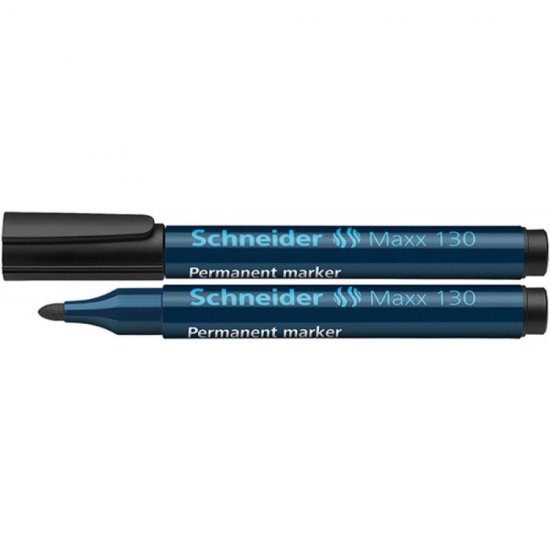 Set 10 Markere Permanente Schneider Maxx 130, Varf Rotund, Scriere 1-3 mm, Negru, Marker Permanent, Accesorii Birou, Instrumente de Scris
