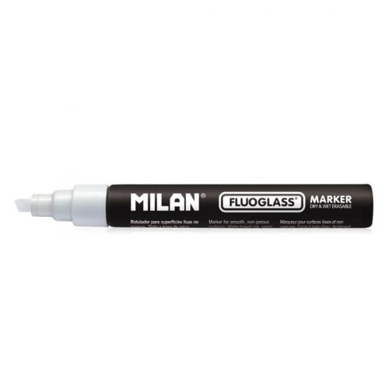 Set 12 Markere Sticla Milan Fluoglass, Varf de 2-4 mm, Albe, Marker Alb, Markere, Markere Albe, Markere pentru Sticla, Marker Milan, Marker pentru Scoala, Markere Scoala
