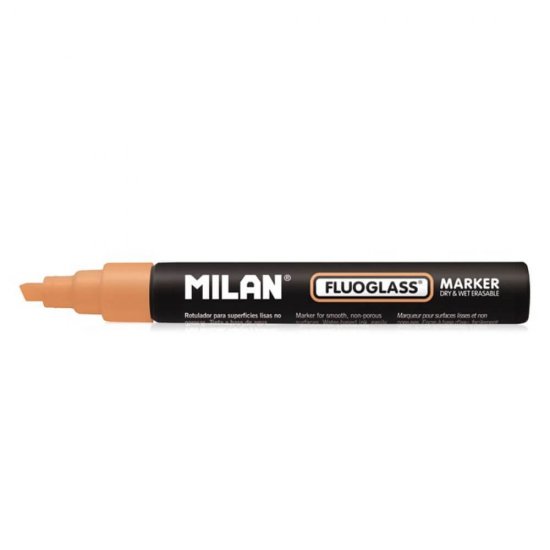 Set 12 Markere Sticla Milan Fluoglass, Varf de 2-4 mm, Portocalii, Marker Portocaliu, Markere, Markere Portocalii, Markere pentru Sticla, Marker Milan, Marker pentru Scoala, Markere Scoala
