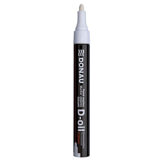 Marker Permanent pe Baza de Ulei, Varf Rotund, Scriere 2.8 mm, Culoare Alba, Marker Colorat, Marker pentru Birou, Markere Permanente, Accesorii Birou, Instrumente de Scris