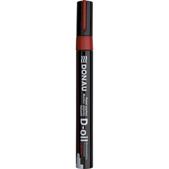 Marker Permanent pe Baza de Ulei, Varf Rotund, Scriere 2.8 mm, Culoare Rosie, Marker Colorat, Marker pentru Birou