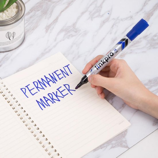 Marker Permanent Deli Link Pro, Albastru, Varf Rortund 2 mm, Reincarcabil, Marker Permanent, Deli Marker, Marker Deli, Marker Color, Marker Permanent Color, Marker Permanent Deli