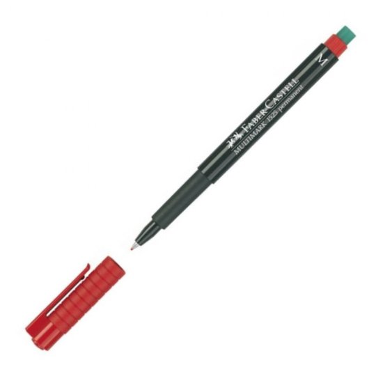Marker Rosu Permanent cu Radiera Faber-Castell Multimark, Varf M, Markere Permanente CD Faber Castell, Marker cu Radiera, Marker Personalizare Obiecte Sticla si Plastic, Markere Permanente CD-uri