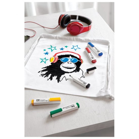 Marker Textil Bleu Faber-Castell, Varf Tesit 1-5 mm, Markere Textile Bleu, Markere Textile Faber Castell, Market Textil cu Varf Tesit, Marker Personalizare Textile, Markere Personalizare Imbracaminte, Markere Permanente pentru Haine