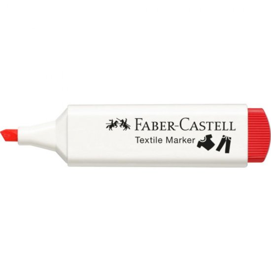 Marker Textil Rosu Faber-Castell, Varf Tesit 1-5 mm, Markere Textile Rosii, Markere Textile Faber Castell, Market Textil cu Varf Tesit, Marker Personalizare Textile, Markere Personalizare Imbracaminte, Markere Permanente pentru Haine