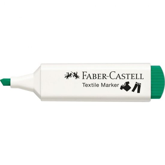 Marker Textil Verde Faber-Castell, Varf Tesit 1-5 mm, Markere Textile Verzi, Markere Textile Faber Castell, Market Textil cu Varf Tesit, Marker Personalizare Textile, Markere Personalizare Imbracaminte, Markere Permanente pentru Haine