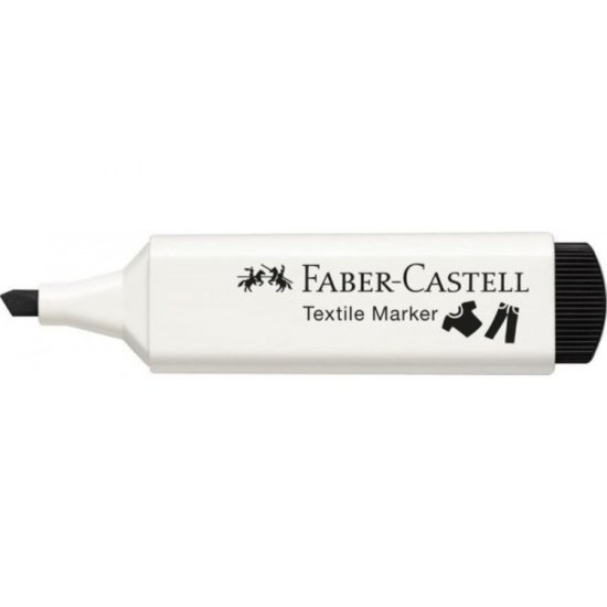 Marker Textil Negru Faber-Castell, Varf Tesit 1-5 mm, Markere Textile Negre, Markere Textile Faber Castell, Market Textil cu Varf Tesit, Marker Personalizare Textile, Markere Personalizare Imbracaminte, Markere Permanente pentru Haine