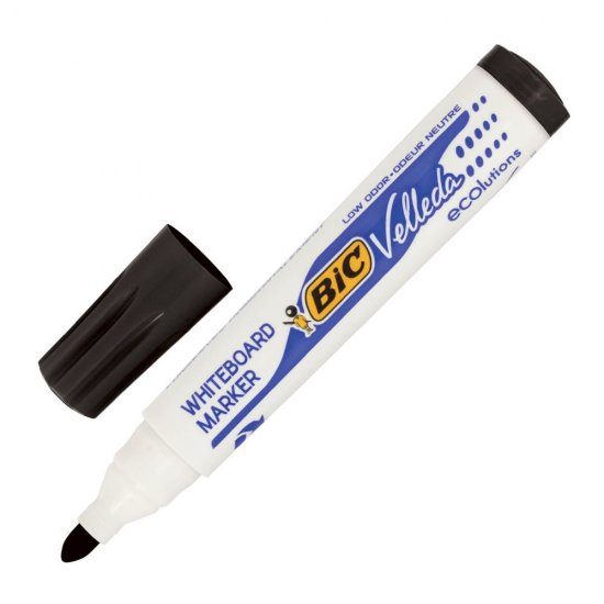 Marker Tabla Magnetica BIC Velleda, Varf Rotund de 2 mm, Culoare Neagra, Marker Whiteboard, Markere Negre Whiteboard, Markere cu Varf Rotund pentru Tabla Magnetica, Markere Varf Rotund Whiteboard, Markere Whiteboard cu Varf 2mm