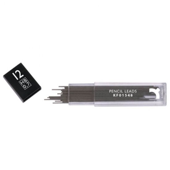 Set 12 Mine Creion Mecanic Q-CONNECT, Grosime 0.7 mm, Mina pentru Creioane Mecanice, Rezerve pentru Creioane Mecanice, Instrumente de Scris
