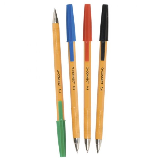 Set 20 Pixuri fara Mecanism,Scriere de 0.4 mm,Corp Galben cu Capac+Clip de Prindere, Albastru, Pixuri Q-CONNECT Yellow Fine, Accesorii Birou,Instrumente de Scris