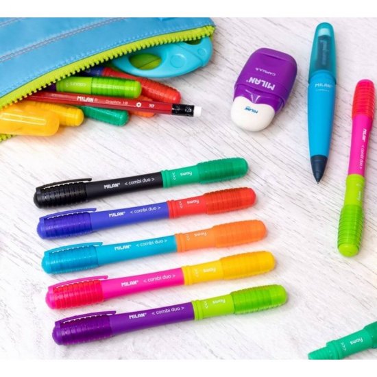 Pixuri Milan Sway Combi, Varf 1 mm, 50 Buc/Set, Scriere Bicolora, Corp Plastic Multicolor, Pixuri Milan Bicolore, Pixuri Scolare, Instrumente de Scris, Pixuri cu Mina Bicolora, Rechizite, Pixuri cu Pasta Colorata, Set Pixuri cu Capat Dublu