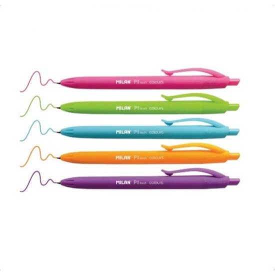 Pixuri MILAN P1 Touch Colours, Varf 1 mm, 24 Buc/Set, Mine Multicolore, Pixuri Colorate, Pix Colorat, Set Pixuri Colorate, Pixuri Scoala, Set de Pixuri, Pixuri cu Mecanism, Pixuri Retractabile cu Mina Milan, Pixuri Colorate Milan