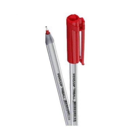 Pixuri PENSAN Triball, Varf 1 mm, 60 Buc/Set, Scriere Rosie, Corp Plastic cu Capac, Pix Rosu, Pixuri Rosii, Pixuri Scolare, Pixuri pentru Scoala, Pixuri Colorate, Set Pixuri Colorate, Set de Pixuri, Pix Colorat