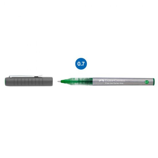 Roller Free Ink Faber-Castell, Varf 0.7 mm, Mina Verde, Roller cu Gel, Roller Gel, Roller Free Ink, Roller Faber-Castell, Rollere Faber-Castell, Roller Dessen, Rolller pentru Desen, Roller Grafica, Roller petnru Grafica