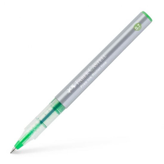 Roller Free Ink Faber-Castell, Varf 0.7 mm, Mina Vernil, Roller cu Gel, Roller Gel, Roller Free Ink, Roller Faber-Castell, Rollere Faber-Castell, Roller Dessen, Rolller pentru Desen, Roller Grafica, Roller petnru Grafica