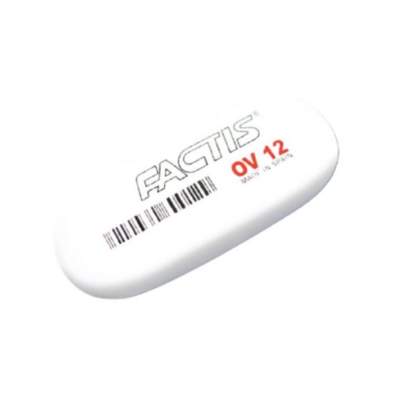 Set 12 Radiere Ovale FACTIS OV 12, Cauciuc Sintetic, Culoare Alba, Radiera Alba, Radiere Albe, Radiere Ovale, Radiere din Cauciuc, Radiere si Gume de Sters, Set Radiere, Set Gume de Sters, Radiere FACTIS, Gume de Sters FACTIS, Rechizite Scolare