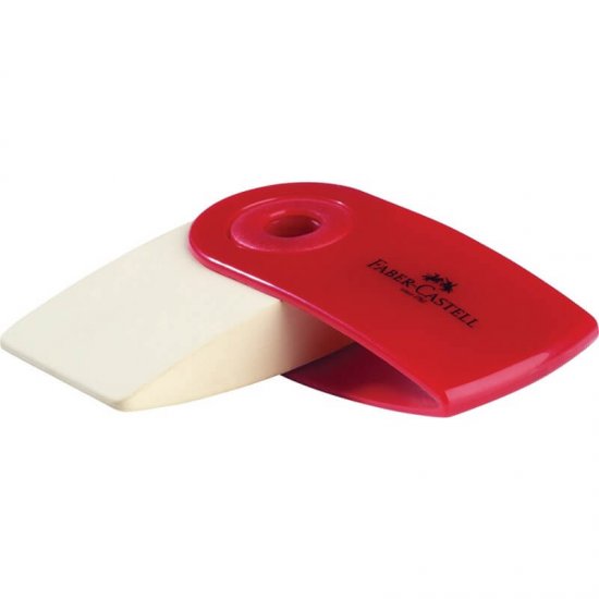 Radiera pentru Creion Faber – Castell Sleeve Mini, Rosu,  Accesorii Scoala, Rechizite Scolare, Rechizite Scolare Faber – Castell, Radiera Ieftina,  Radiera pentru Creion Scoala, Radiera Rosie, Guma de Sters pentru Creion