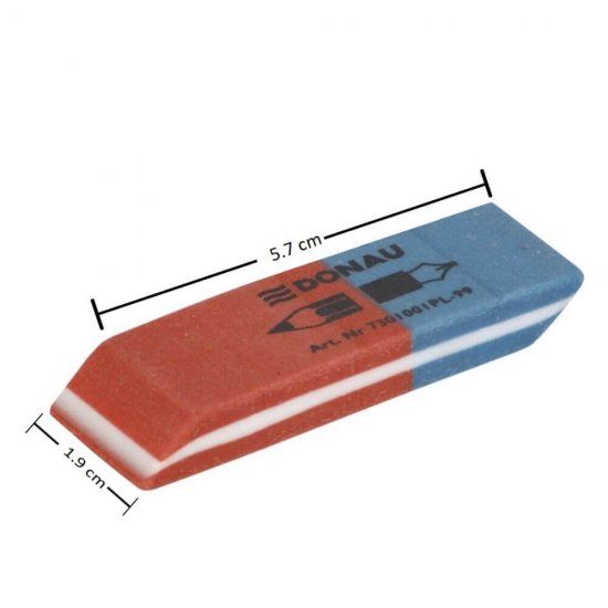 Set 40 Radiere DONAU cu Doua Capete, 57x19x8 mm, Culoare Albastru/Rosu, Radiera Colorata, Radiere si Gume de Sters, Gume pentru Creion si Pix, Radiere pentru Cerneala, Radiere din Cauciuc, Gume de Sters, Accesorii Birou