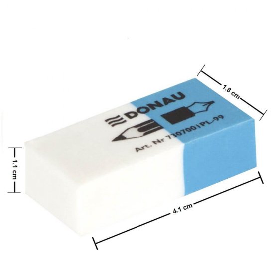Set 30 Radiere DONAU cu Doua Capete, 41x18x11 mm, Culoare Alb/Albastru, Radiere si Gume de Sters, Guma pentru Creion si Pix, Radiera Colorata, Radiere pentru Cerneala, Radiere din Cauciuc, Gume de Sters, Accesorii Birou