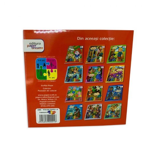 Set 12 Carti de Colorat cu Povesti Diferite pe Limba Romana, 24 Pagini/Carte, 225x240 mm, Povesti Clasice