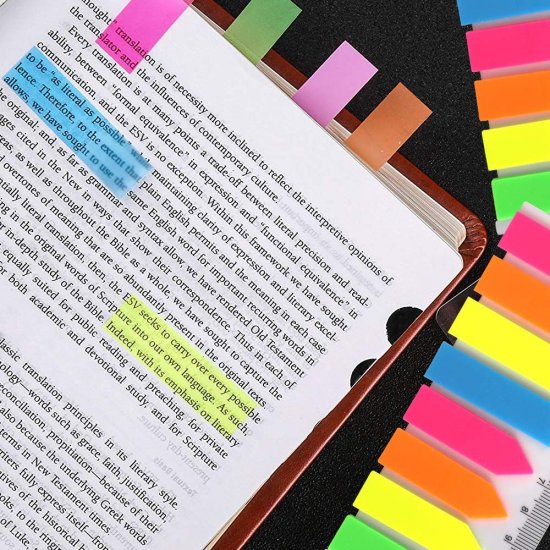 Stick Index Plastic Color EVOffice cu Rigla, Forma Steag si Sageata, Dimensiune 44x12.7 mm, 8 Culori Neon x 25 File