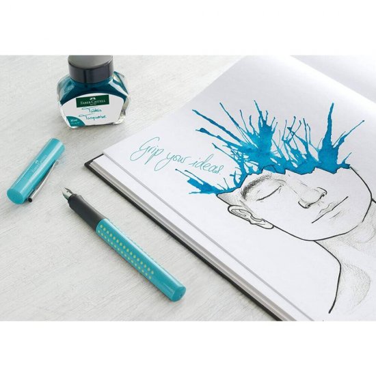 Stilou Faber-Castell Grip 2010, Penita Inox F, Turcoaz, Stilou Faber Castell Grip 2010 Turcoaz, Stilou Penita F, Stilou Turcoaz Faber Castell, Stilouri Faber Castell Grip 2010, Instrumente de Scris Faber Castell, Stilou Alimentare Patron Mic Standard