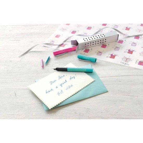 Stilou Faber-Castell Grip 2010, Penita Inox F, Turcoaz, Stilou Faber Castell Grip 2010 Turcoaz, Stilou Penita F, Stilou Turcoaz Faber Castell, Stilouri Faber Castell Grip 2010, Instrumente de Scris Faber Castell, Stilou Alimentare Patron Mic Standard
