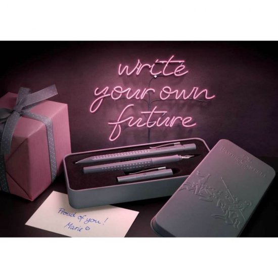 Set Stilou Penita Iridium M si Pix cu Mecanism Faber-Castell Grip 2010, Culoare Rose, Faber-Castell Set Stilou si Pix Grip 2010, Set Faber-Castell Stilou si Pix Grip 2010, Pixuri si Stilouri, Pix si Stilou Set, Pixuri si Stilouri Scoala