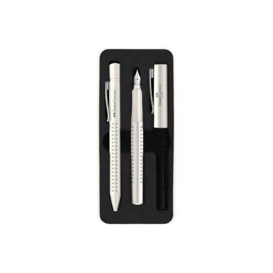 Set Stilou Penita Iridium M si Pix cu Mecanism Faber-Castell Grip 2010, Culoare Alb Cocos, Faber-Castell Set Stilou si Pix Grip 2010, Set Faber-Castell Stilou si Pix Grip 2010, Pixuri si Stilouri, Pix si Stilou Set, Pixuri si Stilouri Scoala