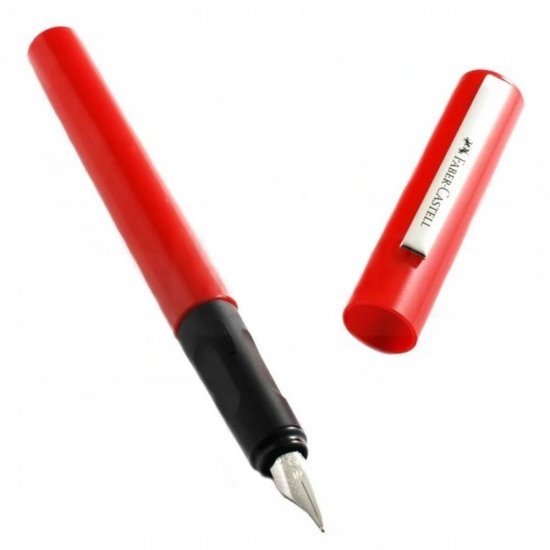 Stilou Scolar Faber-Castell, Rosu, Penita Otel, Grip Cauciucat, 6 Patroane de Cerneala Incluse, Stilou Elevi, Stilouri Elevi, Stilou Scoala, Stilouri Scoala, Stilouri Scolare, Stilouri de Scris, Stilouri cu Patroane, Stilouri cu Mina, Stilou cu Mina