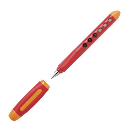 Stilou Scribolino pentru Stangaci Faber-Castell, Rosu, Penita Iridiu, Grip Ergonomic, Stilou Elevi, Stilouri Elevi, Stilou Scoala, Stilouri Scoala, Stilouri Scolare, Stilouri de Scris, Stilouri cu Patroane, Stilouri cu Mina, Stilou cu Mina