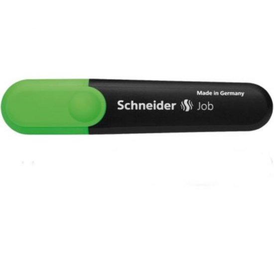 Set 10 Textmarkere Schneider Job, Varf Tesit si Scriere de 1-5 mm, Cerneala pe Baza de Apa, Culoare Verde Fluorescent, Evidentiator, Accesorii Birou, Instrumente de Scris