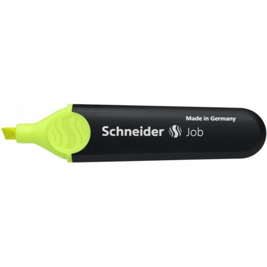 Set 10 Textmarkere Schneider Job, Varf Tesit si Scriere de 1-5 mm, Cerneala pe Baza de Apa, Culoare Galben Fluorescent, Evidentiator, Accesorii Birou, Instrumente de Scris