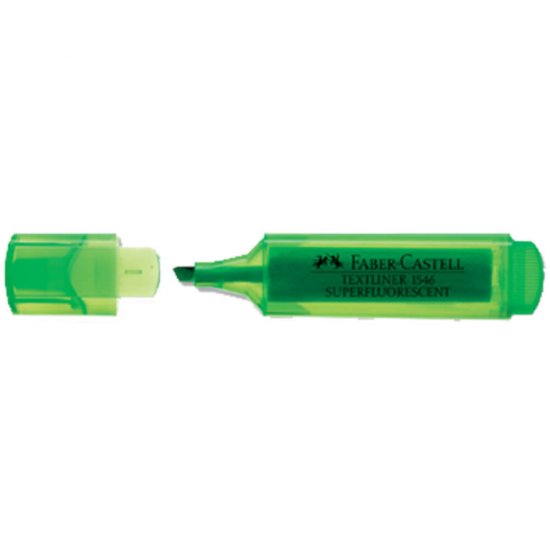 Textmarker Faber – Castell 1546, Verde Super Fluorescent, Rechizite Scolare, Textmarker Pigmentat, Accesorii pentru Birou, Marker Fluorescent Scoala, Textmarker Verde