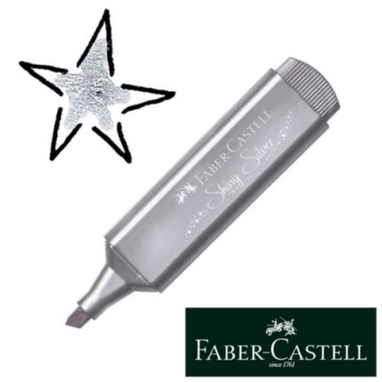 Textmarker Faber – Castell 1546, Argintiu Metalizat, Rechizite Scolare, Textmarker Pigmentat, Accesorii pentru Birou, Marker Metalizat Argintiu, Textmarker Argintiu