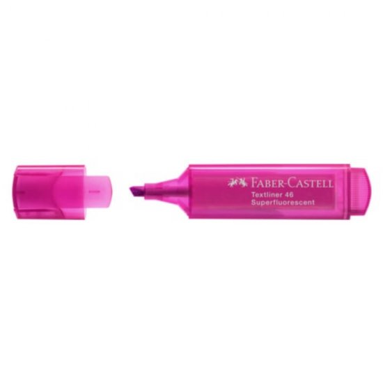 Textmarker Faber – Castell 1546, Roz Super Fluorescent, Rechizite Scolare, Textmarker Pigmentat, Accesorii pentru Birou, Marker Fluorescent Scoala, Textmarker Roz