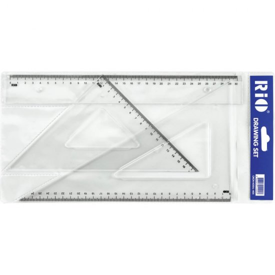 Set Geometrie Rio: Liniar 30 cm, Echer 17 cm, Echer 27 cm, Plastic, Transparent, Trusa Geometrie, Instrumente Geometrie, Echer, Liniar, Echer Geometrie, Trusa Transparenta Geometrie, Trusa Geometrica, Truse Geometrice