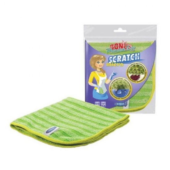 Laveta Microfibra BONUS Scratch, 35x35 cm, Verde, Laveta Microfibra, Laveta pentru Geamuri, Lavete pentru Geamuri, Laveta de Bucatarie, Laveta pentru Baie, Laveta pentru Curatenie, Laveta Tacamuri, Lavete din Microfibra