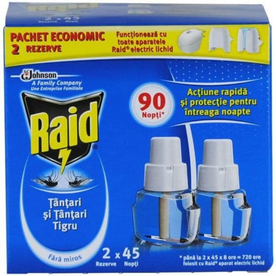 Rezerva Lichid Anti Tantari pentru Aparat Electric Raid, 2 Buc/Set, 27 ml, Impotriva Tantarilor, Insecticid, Rezerva Lichida Aparat Anti Tantari, Set Rezerve Lichide Aparate Raid Impotriva Tantarilor, Solutii Raid Impotriva Tantarilor
