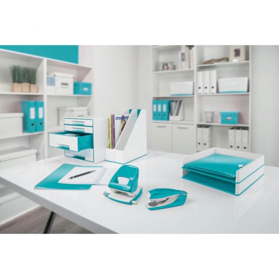 Cutie Depozitare Mare din Carton Solid Laminat Leitz Click and Store, 369x200x482, Turcoaz, Cutie Carton Colorata, Cutie Depozitare Colorata, Cutie Mare pentru Obiecte, Cutie Mare Turcoaz, Cutie Rezistenta
