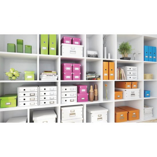 Cutie Depozitare Mare din Carton Solid Laminat Leitz Click and Store, 369x200x482, Albastru, Cutie Carton Colorata, Cutie Depozitare Colorata, Cutie Mare pentru Obiecte, Cutie Mare Albastra, Cutie Rezistenta