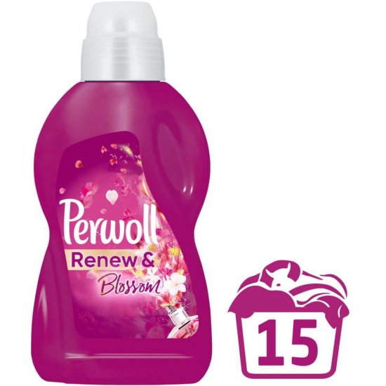 Detergent Lichid Rufe Color Perwoll Renew & Blossom 3 in 1, 900 ml pentru 15 Spalari, Detergent Lichid pentru Haine Colorate, Solutii Curatare Haine Colorate, Detergent Rufe Lichid, Detergent Lichid Rufe Colorate