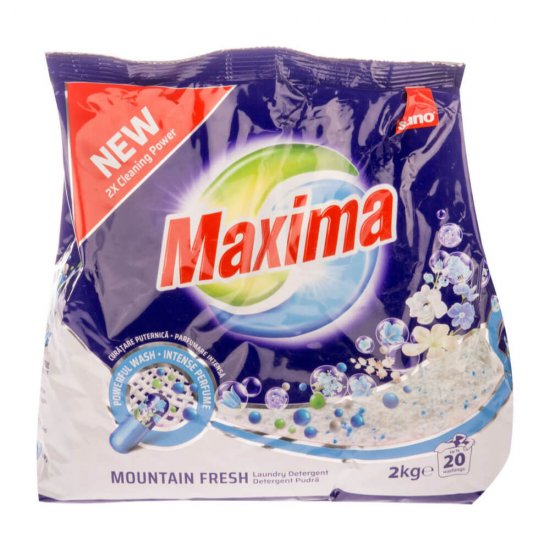 Detergent Pudra Haine SANO Maxima Mountain Fresh 2 Kg, Parfum Fresh, Detergent pentru Haine, Detergent Pudra pentru Masina de Spalat, Detergent Pudra pentru Spalarea Hainelor, Detergent Masina de Spalat, Detergent Sano pentru Rufe