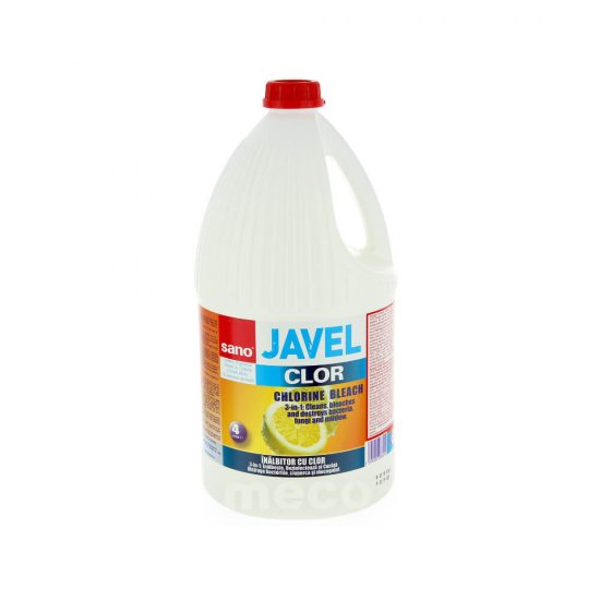 Inalbitor cu Clor 2 in 1 SANO Javel Clor 4 L, Curata si Inalbeste, Solutie de Curatare, Solutie de Inalbire, Solutie de Curatare cu Clor, Solutie Inalbitoare, Solutie cu Clor pentru Curatare, Solutie de Inalbire cu Clor, Detergent cu Clor